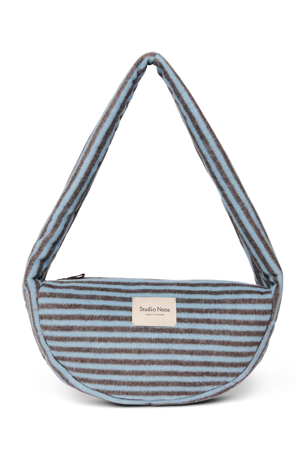 Mini Sac Bandoulière Laine rayée | Bleu clair / Marron