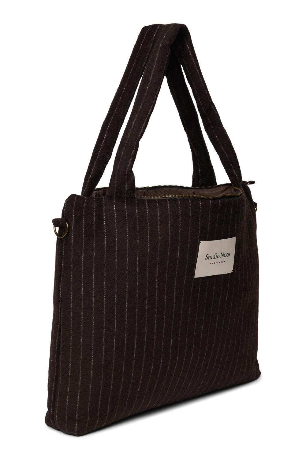 Flannel Chalkstripe Diaper Bag | Brown