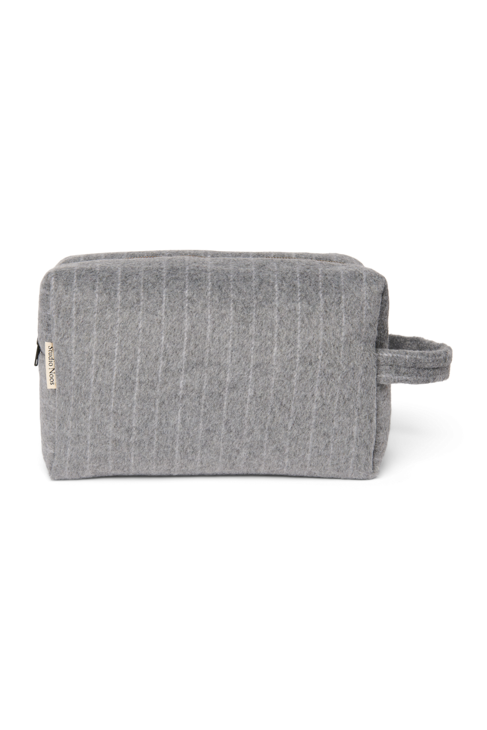 Flannel Chalkstripe Toiletry Bag | Light Grey