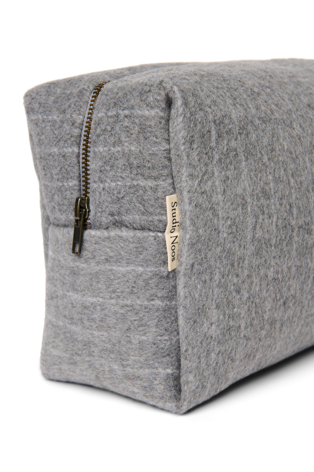 Flannel Chalkstripe Toiletry Bag | Light Grey