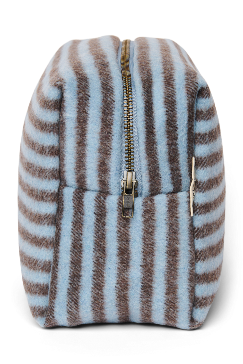 Stripy Wool Toiletry Bag | Light Blue / Brown