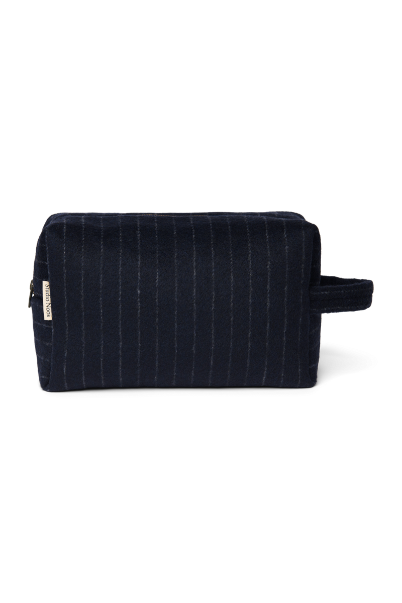 Flannel Chalkstripe Toiletry Bag, Dark Blue