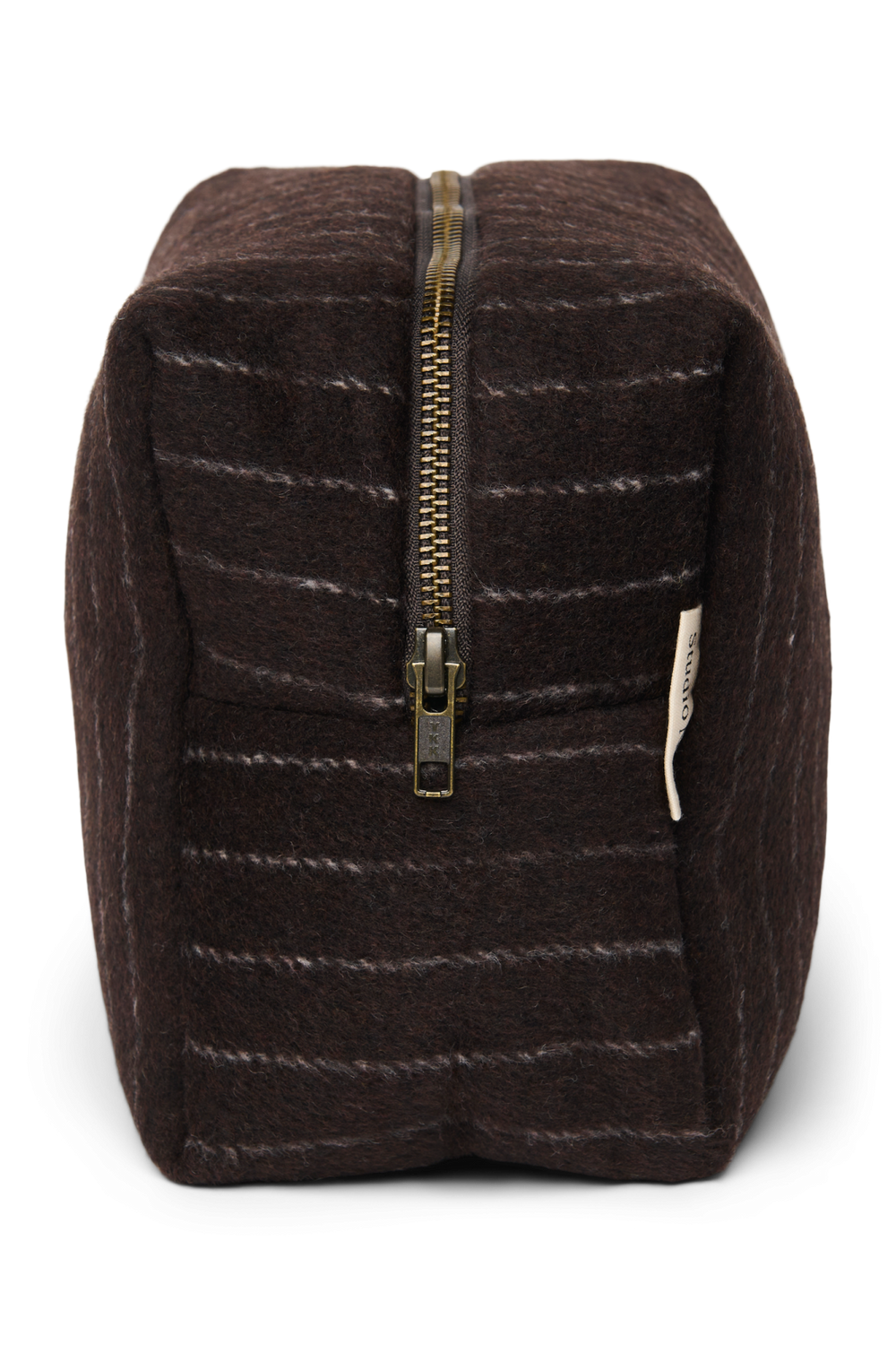 Flannel Chalkstripe Toiletry Bag | Brown
