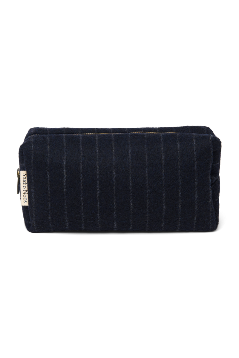 Flannel Chalkstripe Pouch, Dark Blue