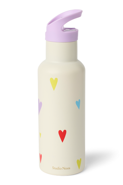 Stainless Steel Bottle 500ML | White Multicolor Hearts