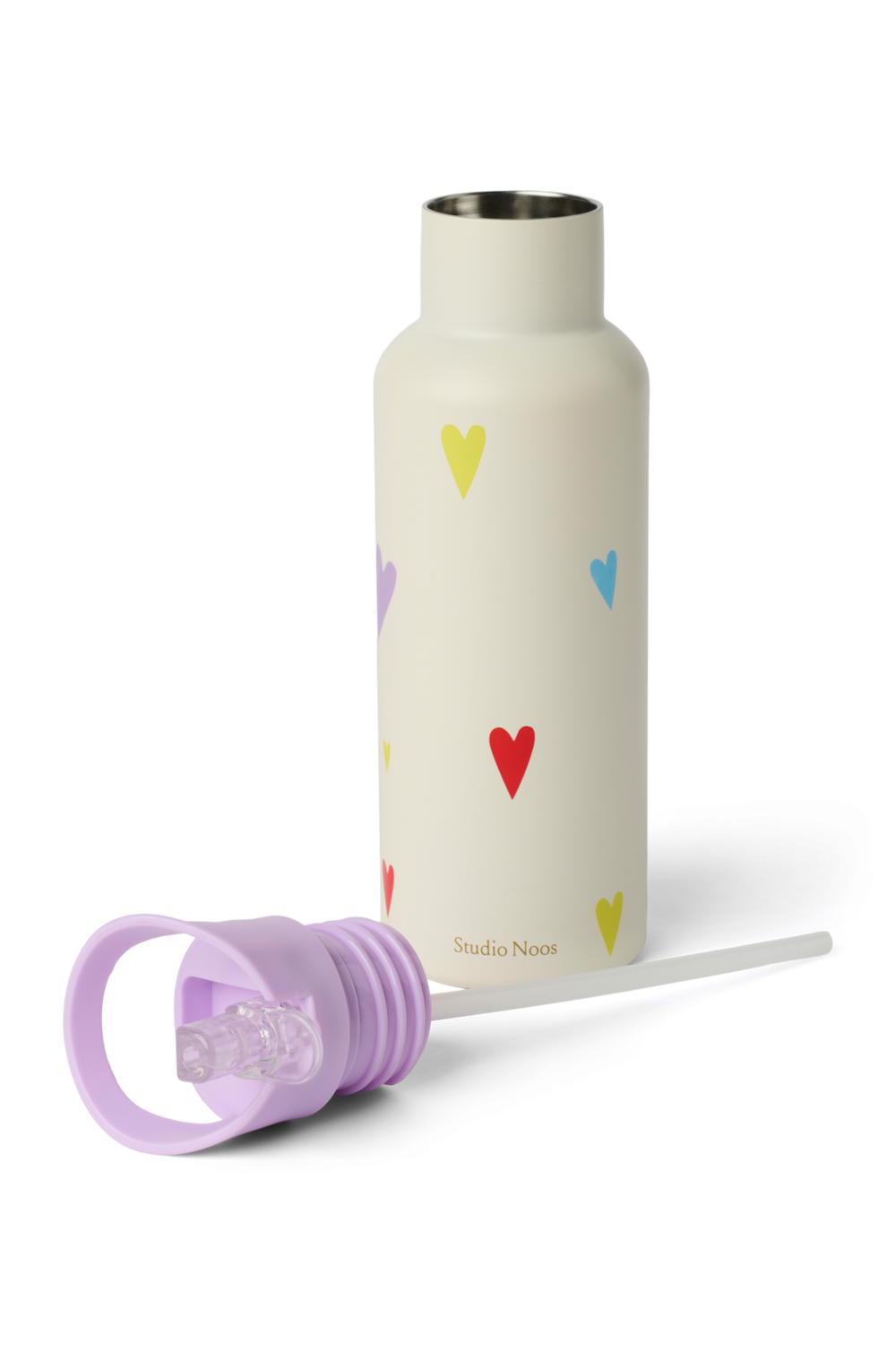 Stainless Steel Bottle 500ML | White Multicolor Hearts