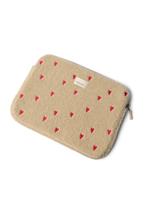 Teddy-Laptophülle 15 Inch | Ecru Hearts