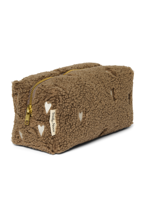 Teddy Pouch | Brown Hearts