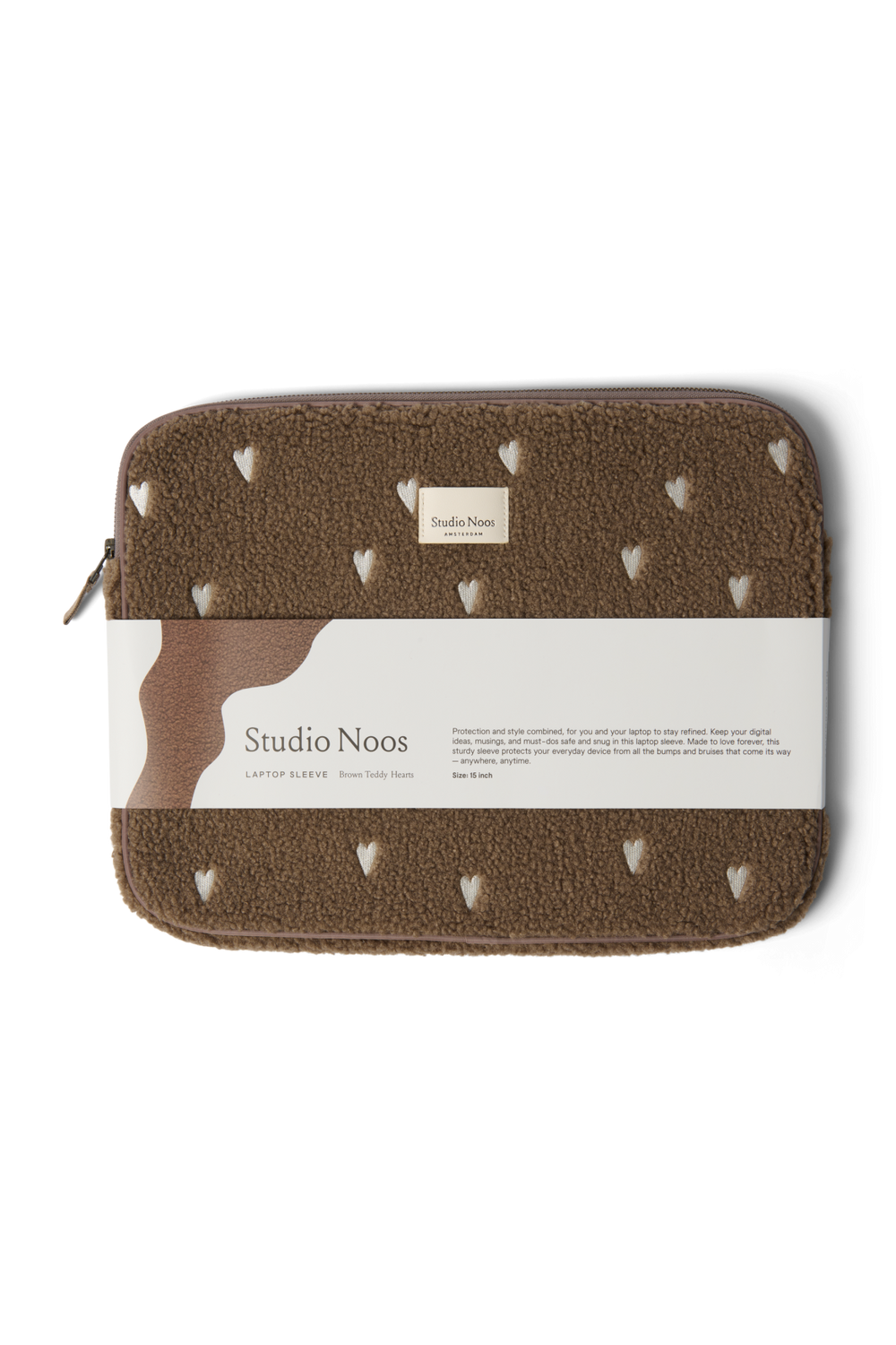 Teddy Laptop Hoes 15 Inch | Brown Hearts