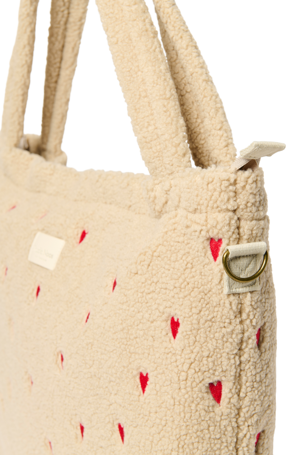 Teddy Hearts-Wickeltasche | Ecru