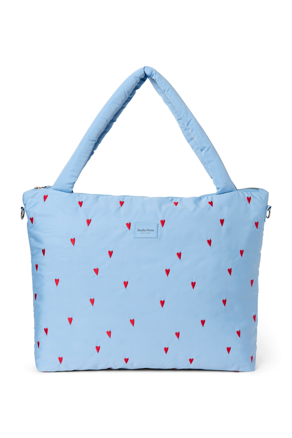 Puffy Diaper Bag | Light Blue Hearts
