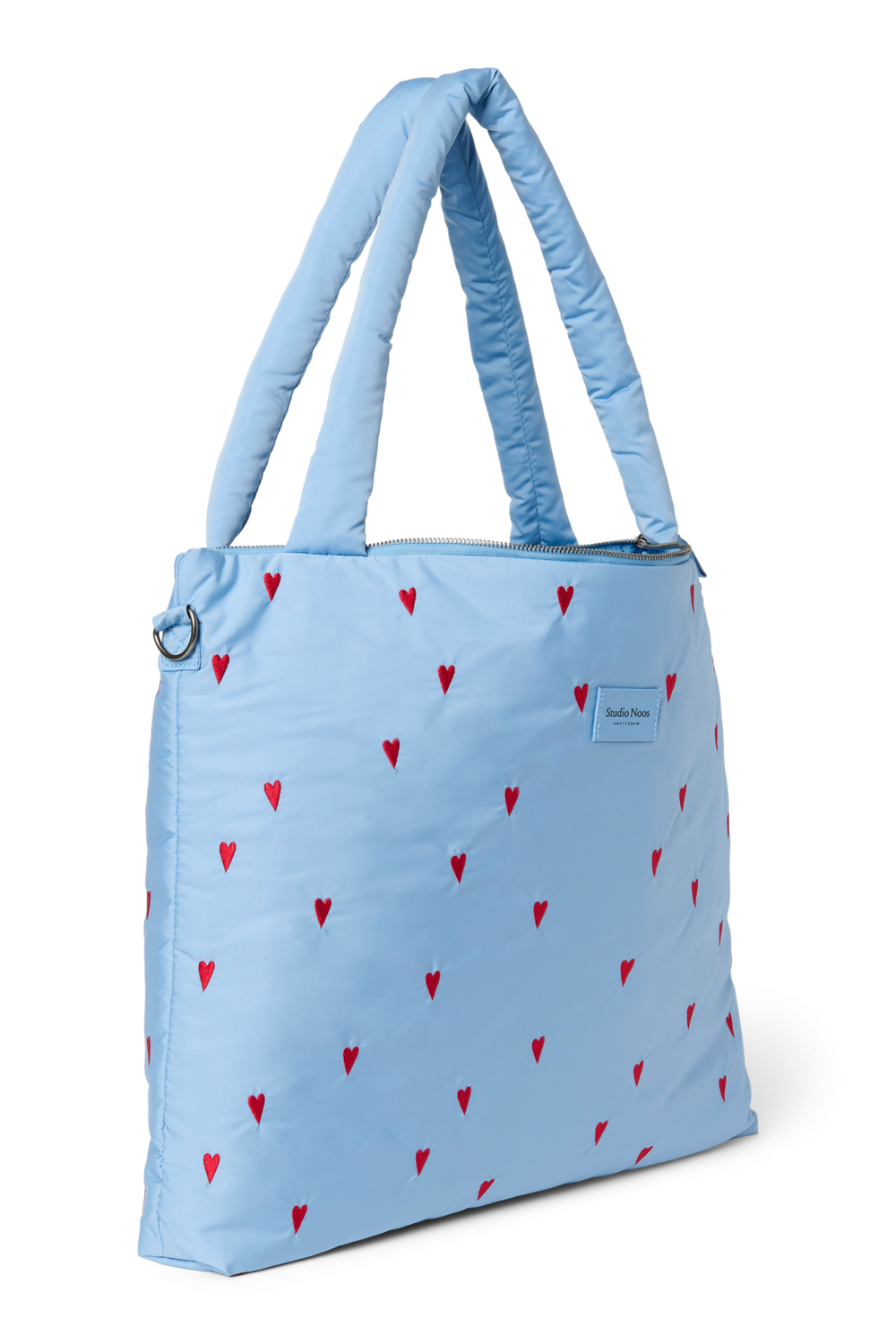 Puffy Diaper Bag | Light Blue Hearts