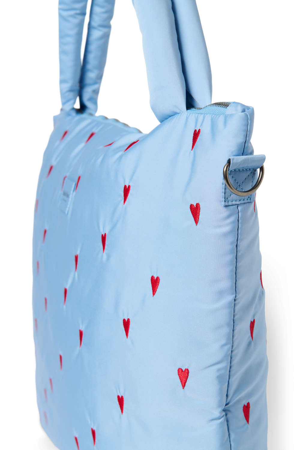 Puffy Diaper Bag | Light Blue Hearts
