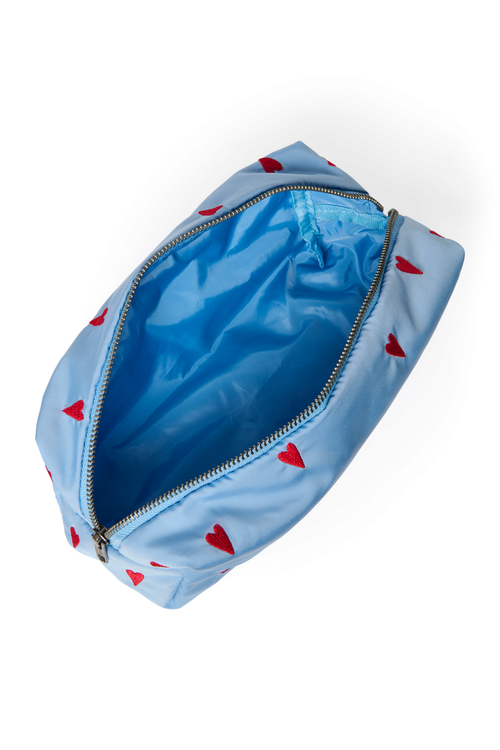 Puffy Pouch | Light Blue Hearts