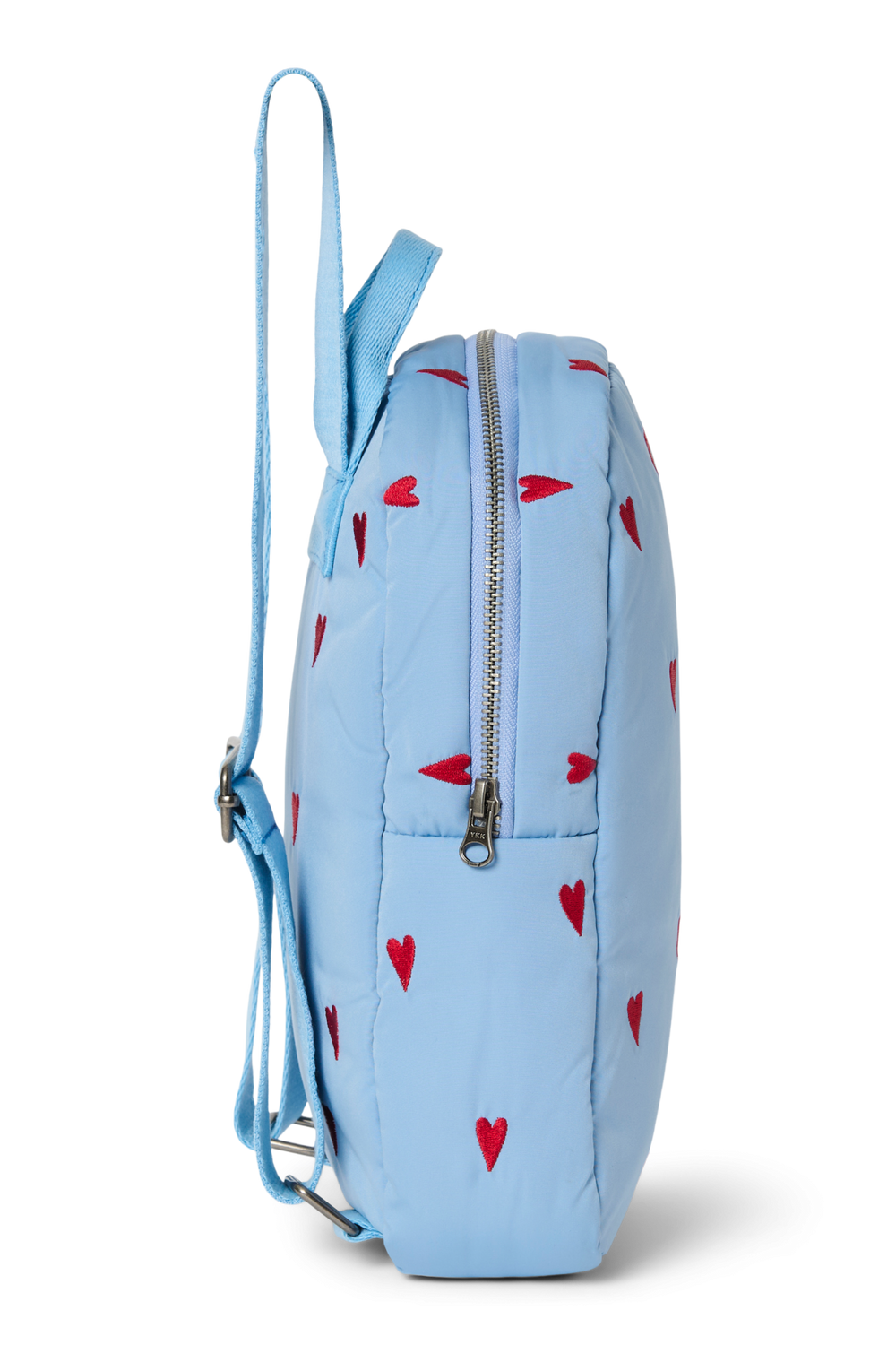 Puffy Mini Backpack | Light Blue Hearts