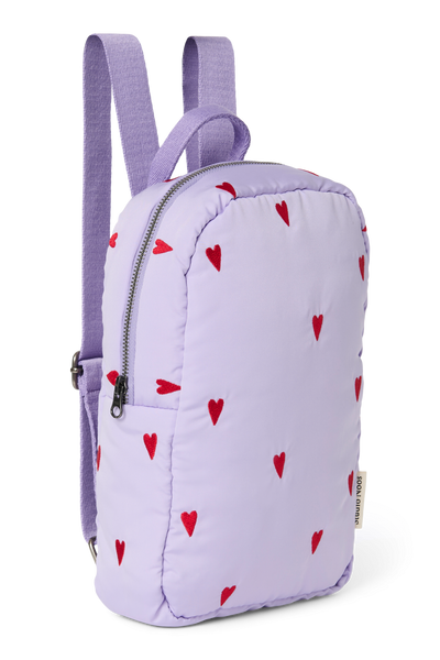 Puffy Mini Backpack | Purple Hearts