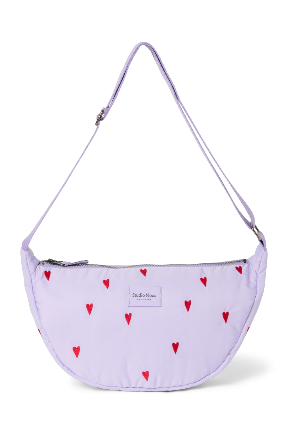 Sac banane adulte puffy violet à cœurs