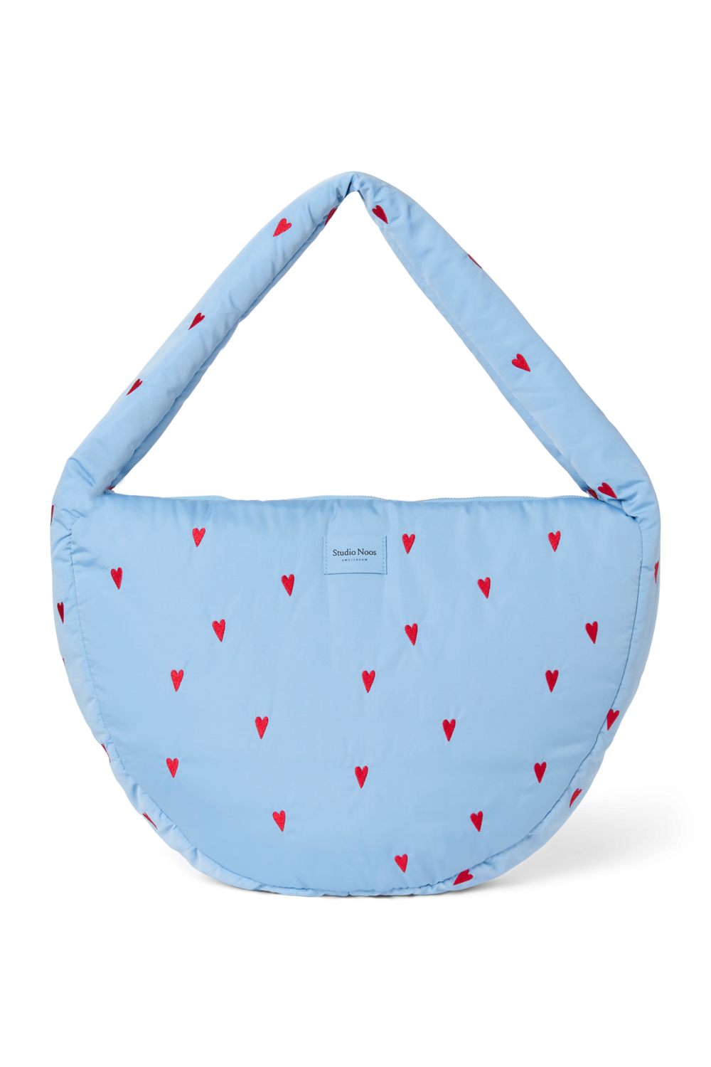 Puffy Cross Body Bag | Light Blue Hearts