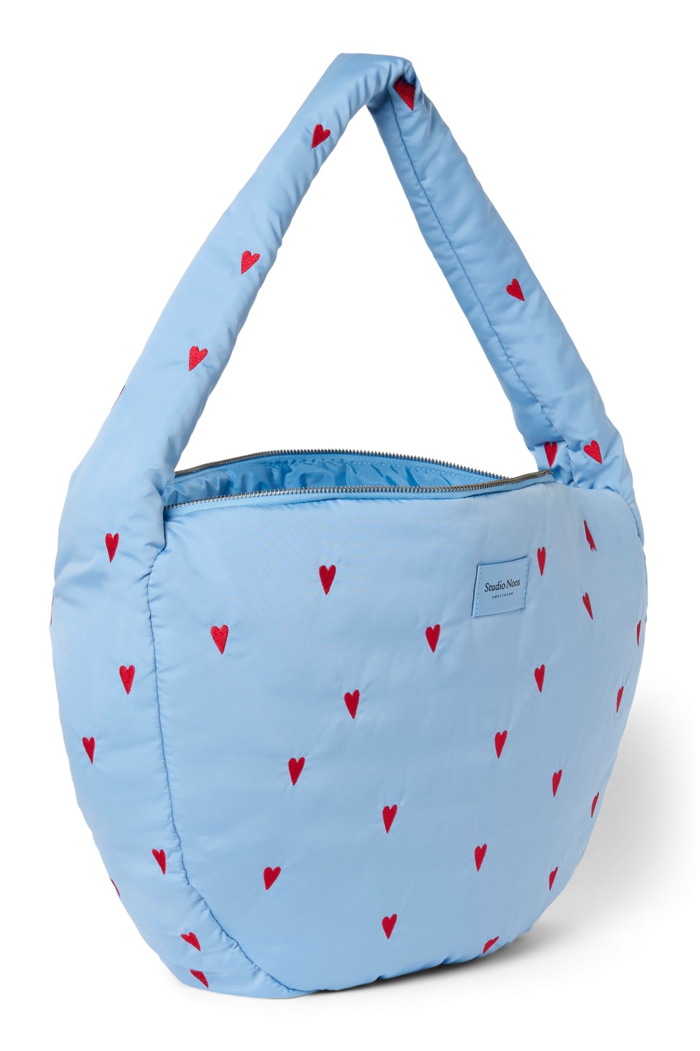 Puffy Cross Body Bag | Light Blue Hearts