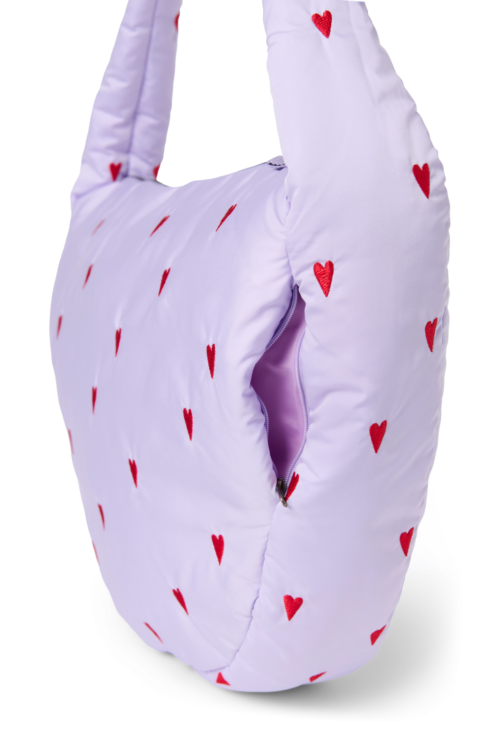 Puffy Cross Body Bag | Purple Hearts
