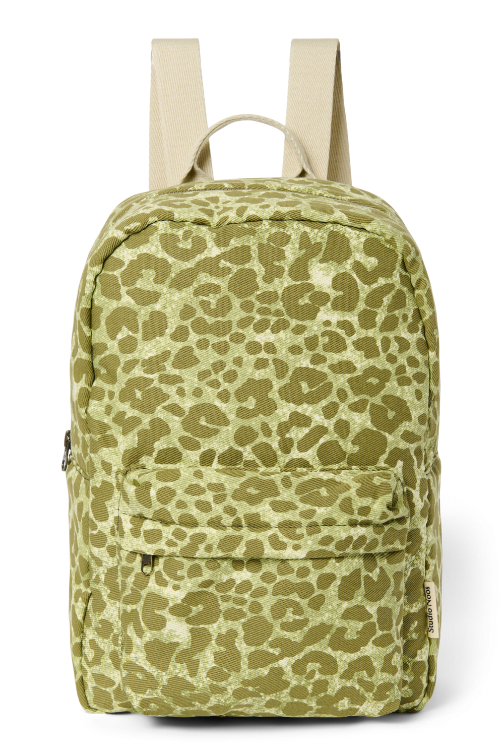 Cotton Midi Backpack | Green Leopard