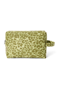 Green Leopard Cotton Toiletry Bag