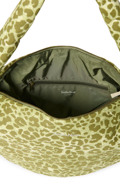 Cotton Cross Body Bag | Green Leopard