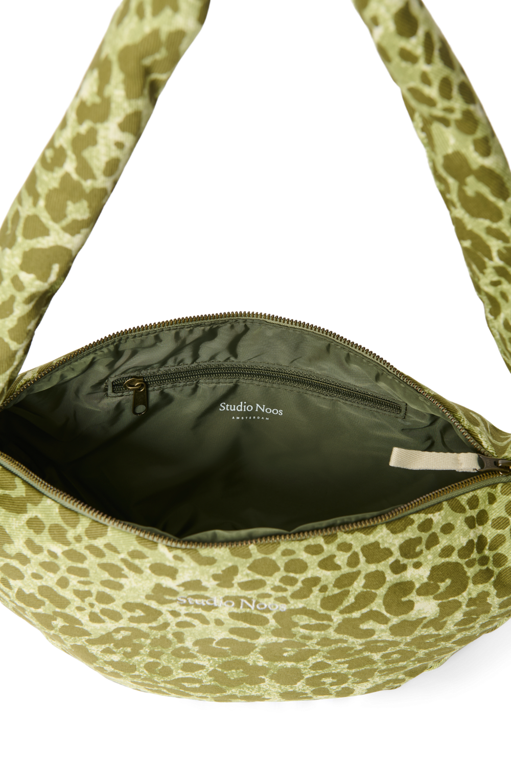 Cotton Mini Cross Body Bag | Green Leopard