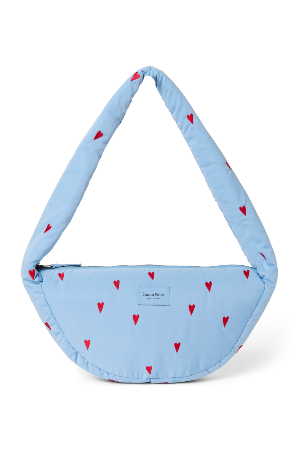 Puffy Mini Cross Body Bag | Light Blue Hearts