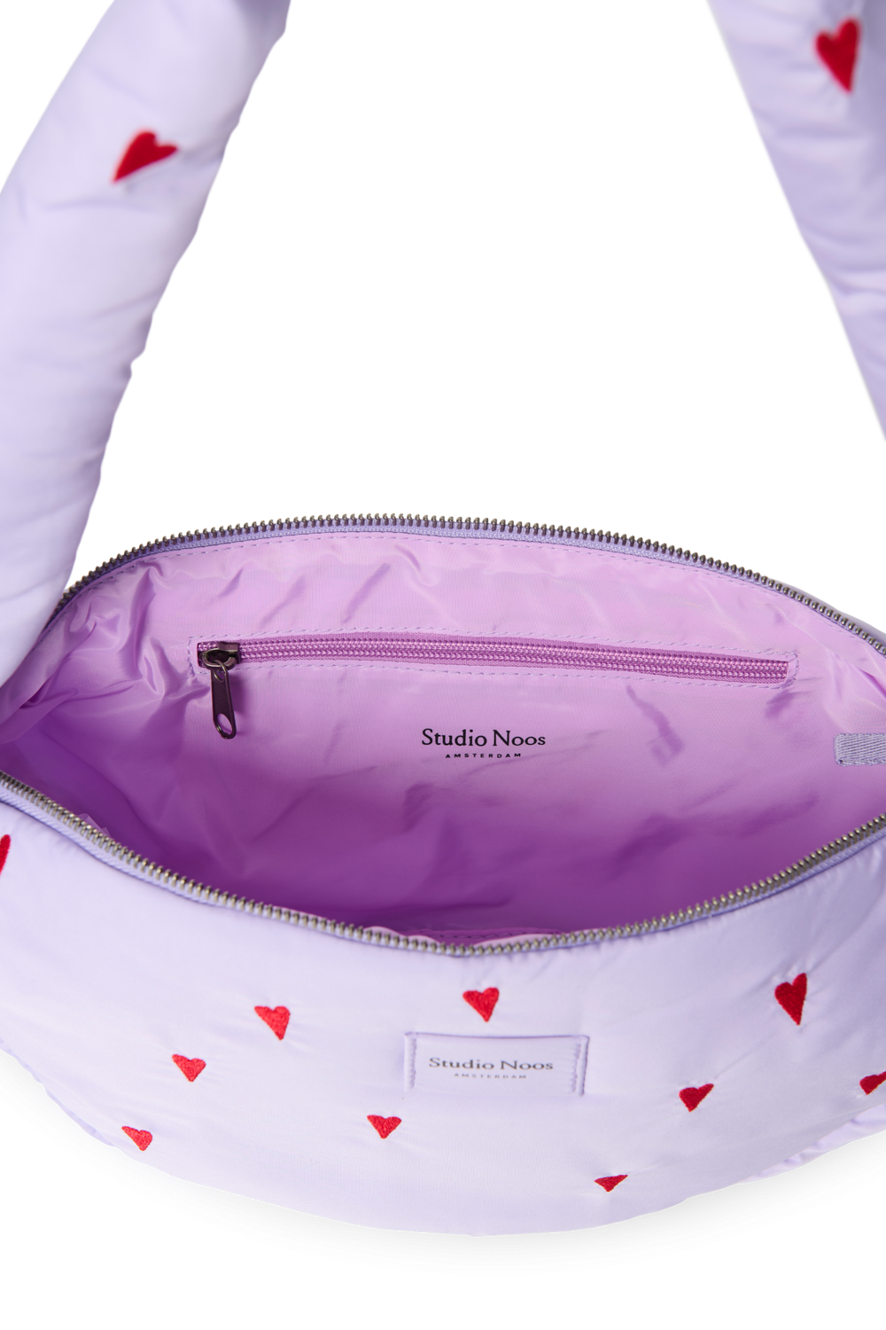 Puffy Mini Cross Body Bag | Purple Hearts