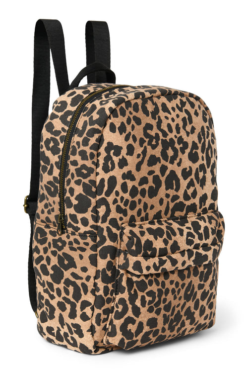 Brown Leopard Cotton Midi Sac à dos