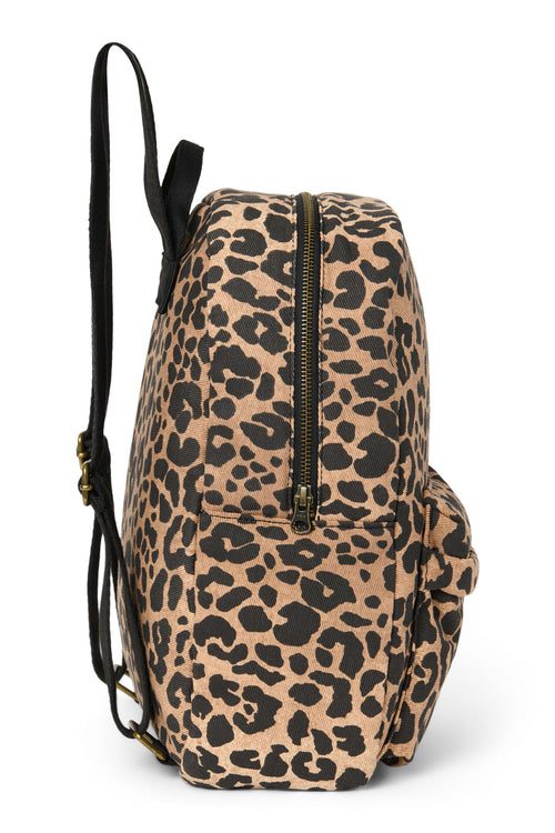 Brown Leopard Cotton Midi Sac à dos