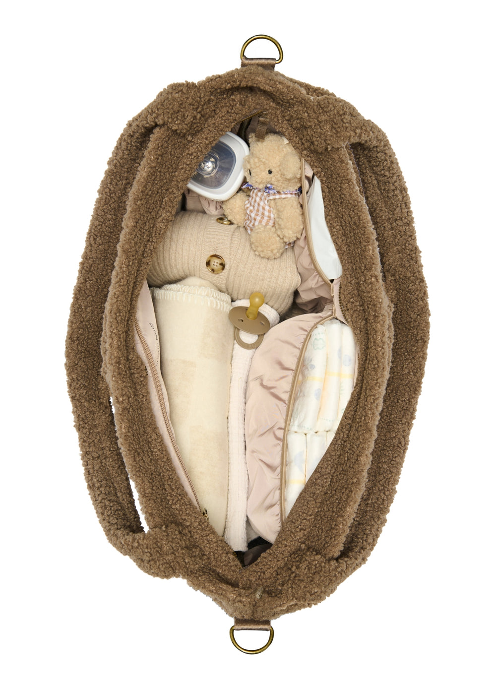 Teddy Diaper Bag | Brown Hearts