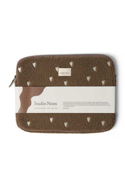 Teddy Laptop Sleeve 15 Inch | Brown Hearts