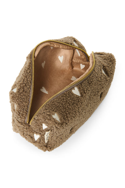 Teddy Pouch | Brown Hearts