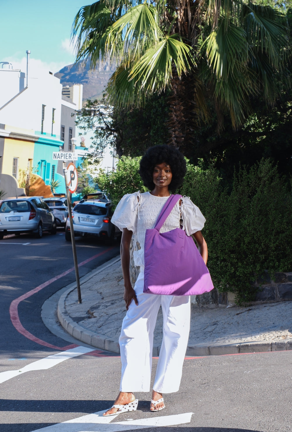 Lila Textured Puffy Mom-Bag