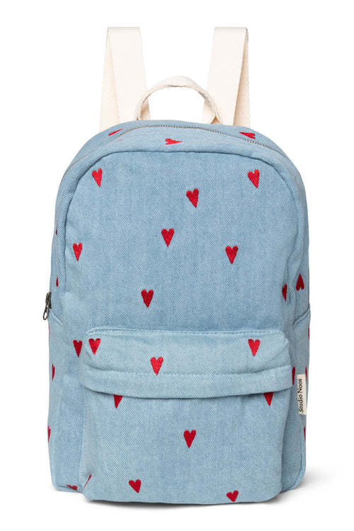 Blauwe Denim Hearts Midi Rugzak