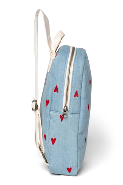 Denim Mini Backpack | Blue Hearts