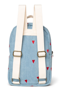 Denim Mini Backpack | Blue Hearts