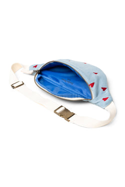 Denim Mini Fanny Pack | Blue Hearts