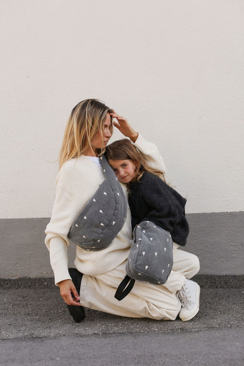 Denim Mini Sac à dos | Gris Hearts