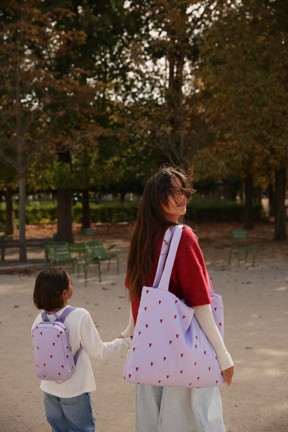Puffy Mom Bag | Purple Hearts