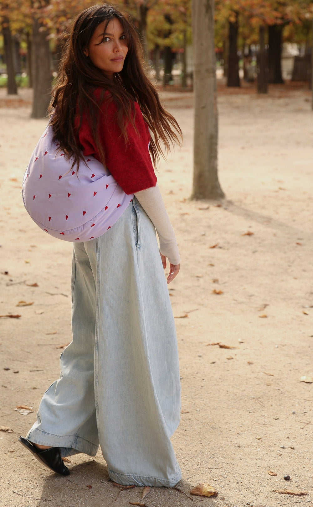 Puffy Cross Body Bag | Purple Hearts