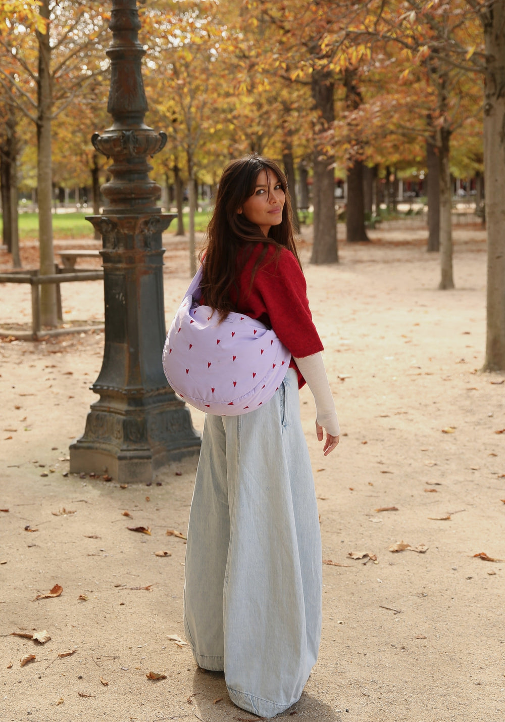 Paarse Hearts Puffy Crossbody Tas