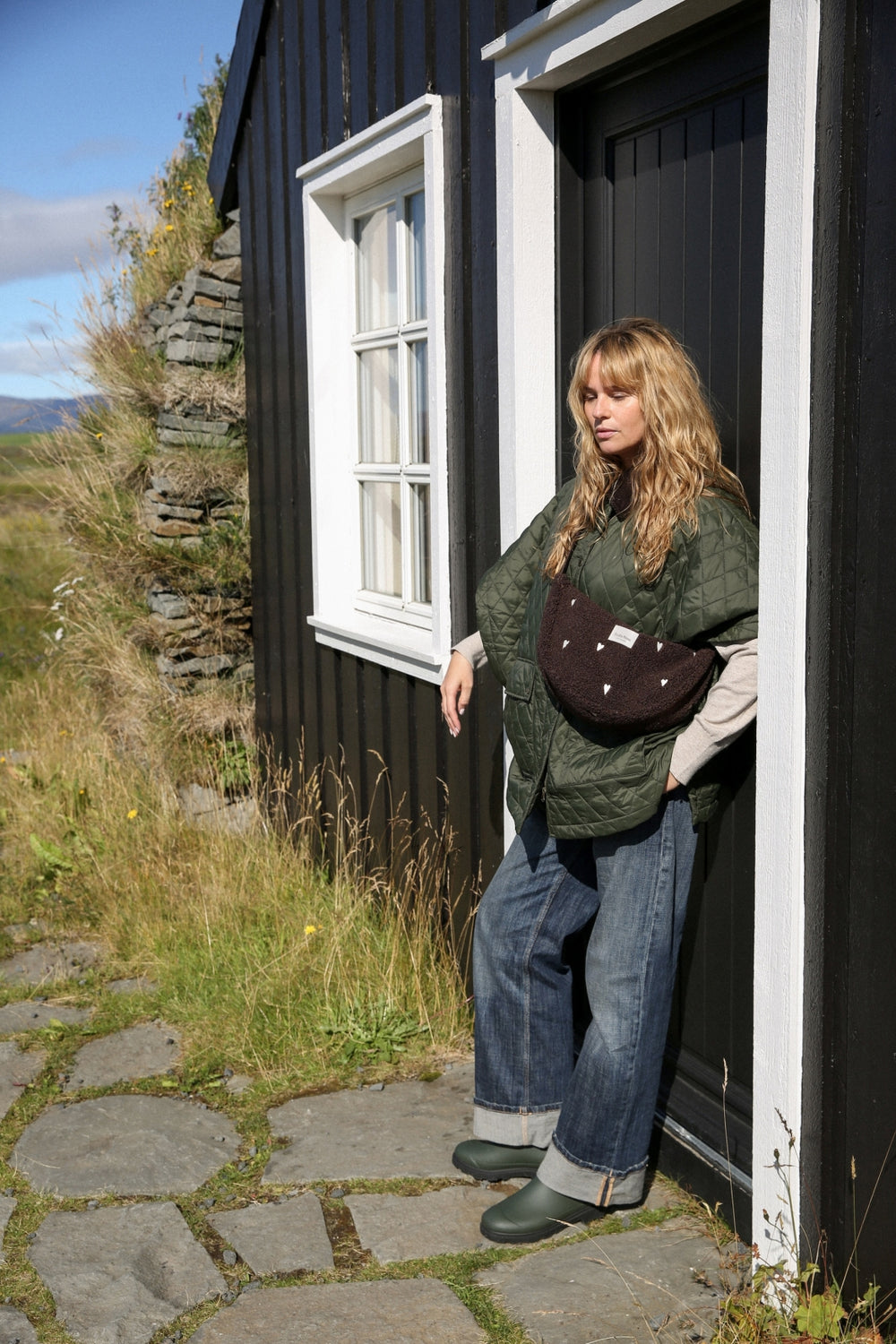 Teddy Fanny Pack | Schokobraun Herzen