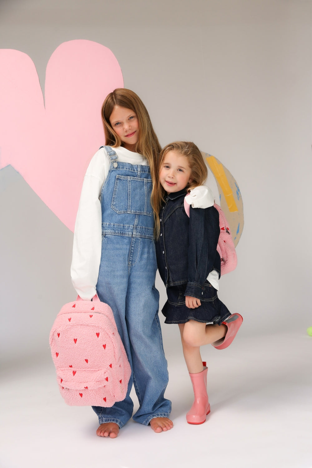 Teddy Sac à Dos Midi | Cœurs rose clair