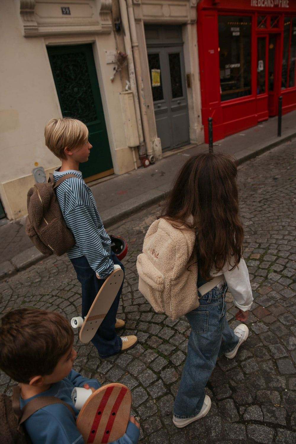 Teddy Sac à dos Midi Avec Poche Frontale | Écru