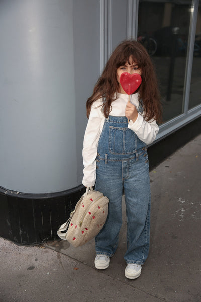 Teddy Mini Backpack | Ecru Hearts
