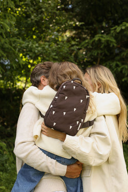 Puffy Mini Backpack | Brown Hearts