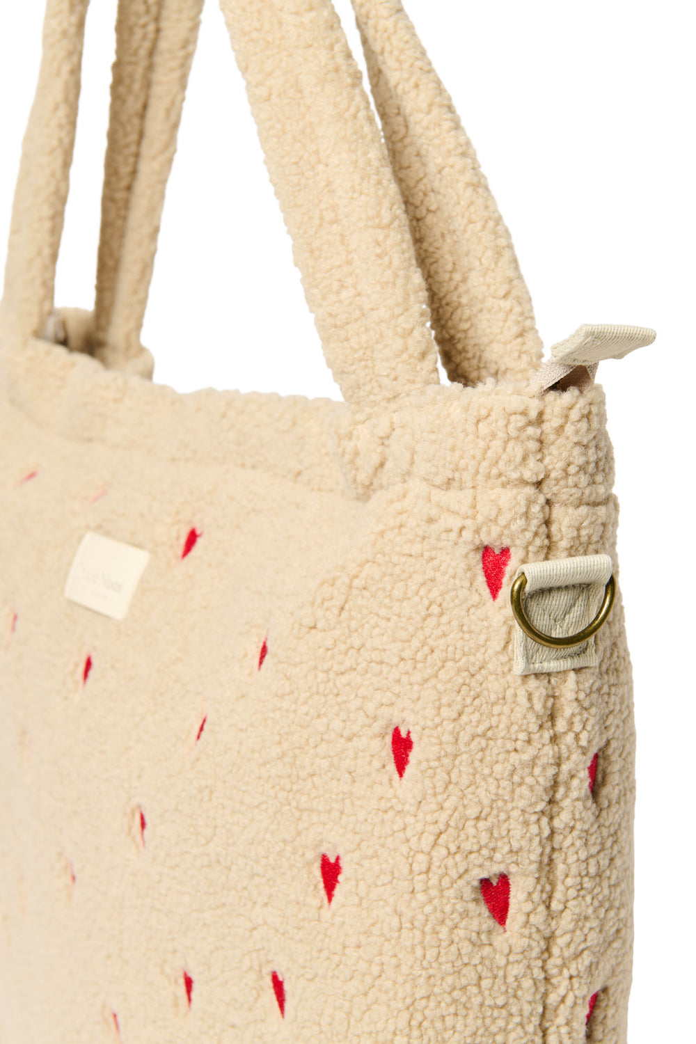 Teddy Diaper Bag | Ecru Hearts